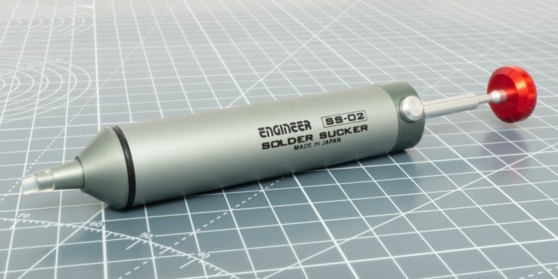 An Engineer SS-02 solder sucker used in a review.