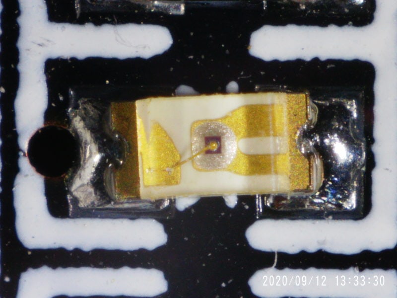 Close-up of a SMD LED.
