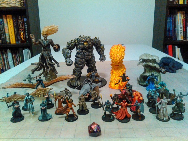 A collection of colorful 3D printed and painted miniatures