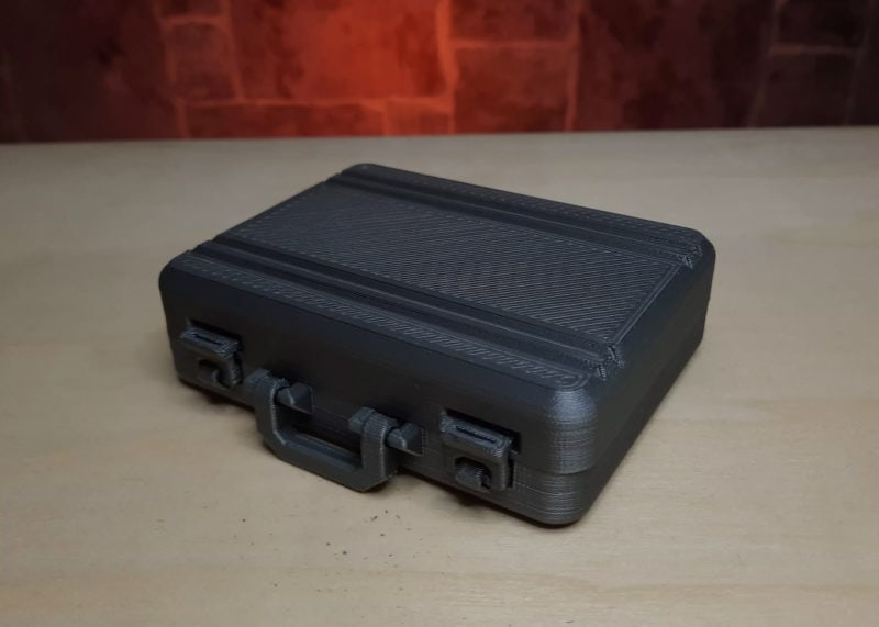 A small print-in-place briefcase for storing small items