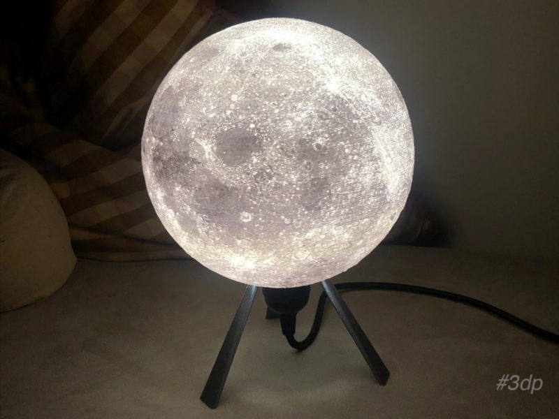A 3D printed moon lamp