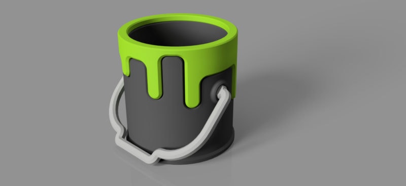 A small two-color paint bucket 3D printing idea