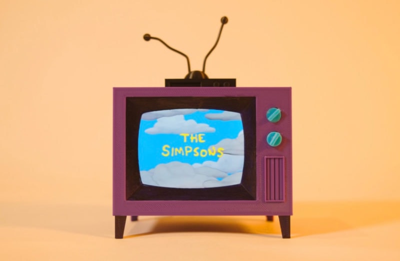A 3D printed television that plays the The Simpsons intro