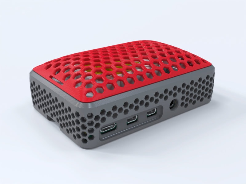 A rugged Raspberry Pi case with hexagonal holes for airflow