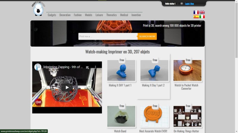 A screenshot of PrintMeASheep 3D file search engine