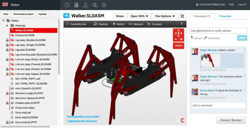 Screenshot of a Solidworks 3D model in GrabCAD