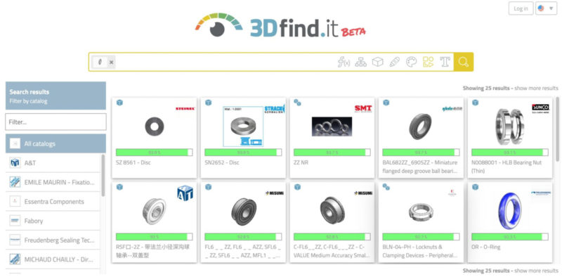 Screenshot of 3DFindIt search engine for engineering-related 3D models