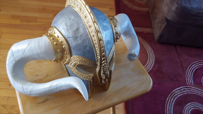 A 3D printed and painted viking helmet