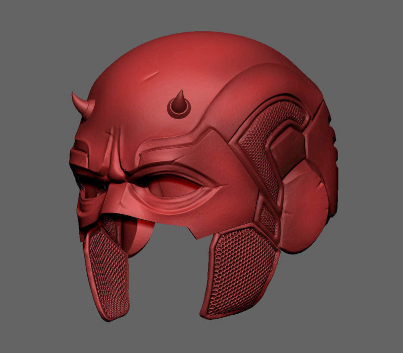 A render of a red Daredevil mask