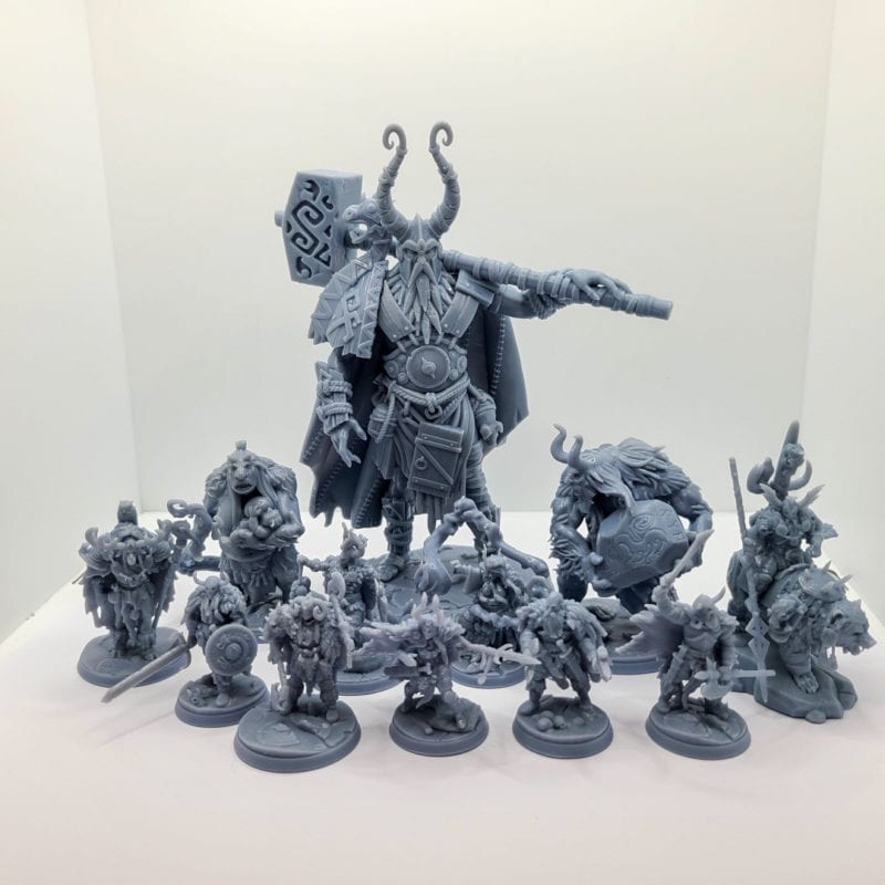 A collection of 3D printed miniatures