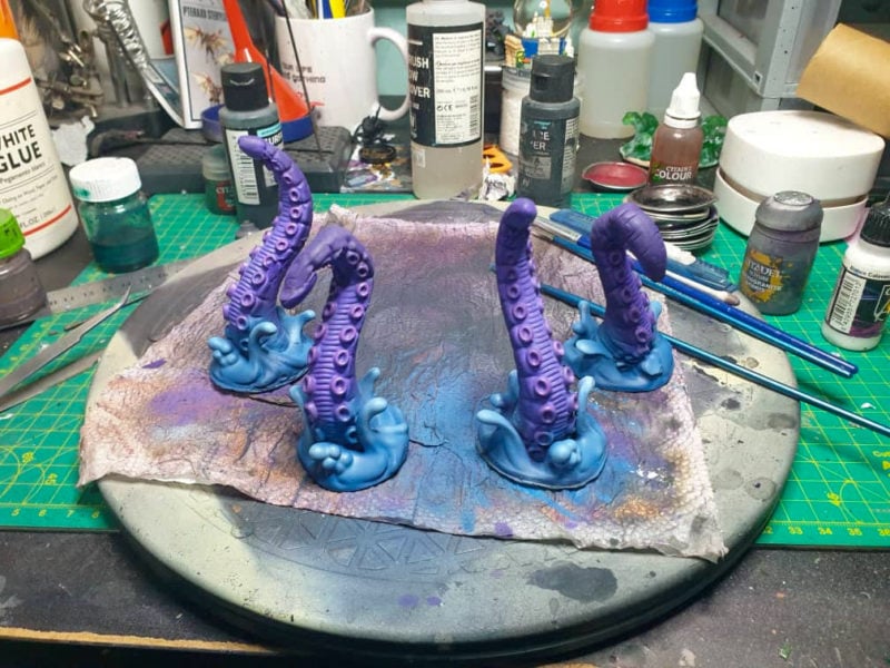 A set of 3D printed and painted tentacles
