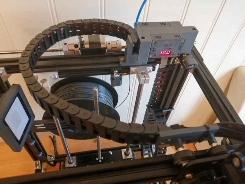 3D printed strain relief adapters mounted on an Ender 5