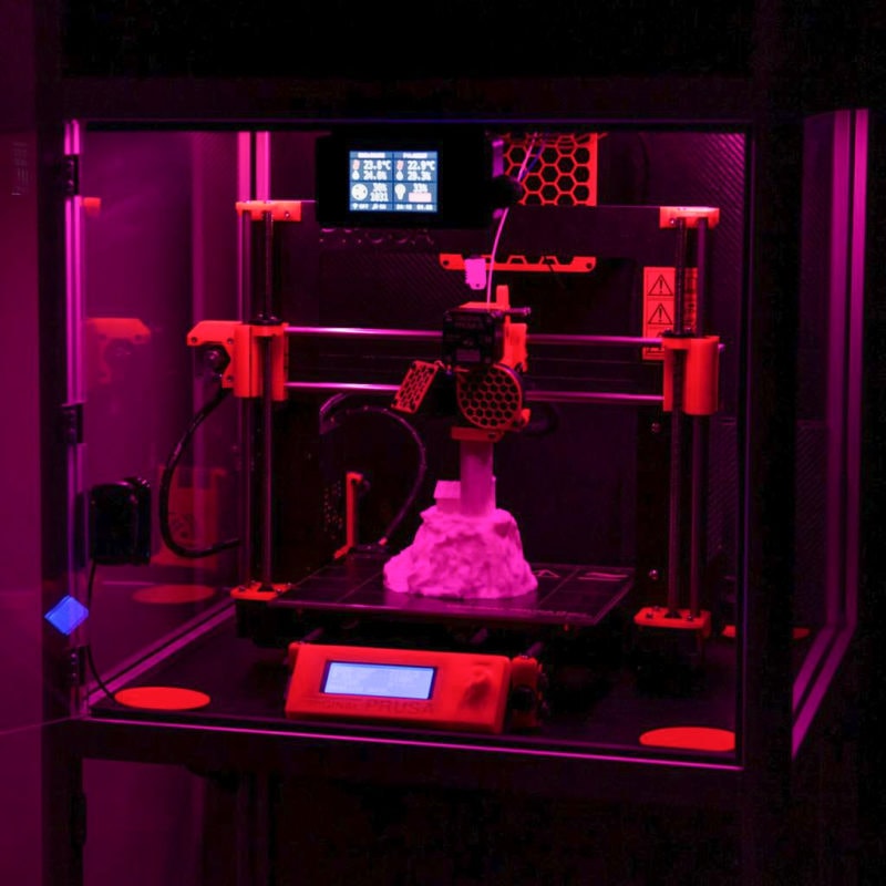 A smart 3D printer enclosure with lighting, ventilation, and other features