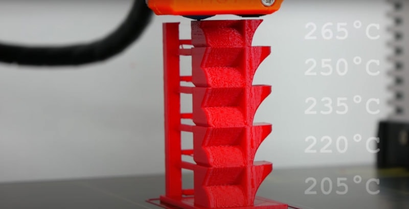 A 3D printed temperature tower