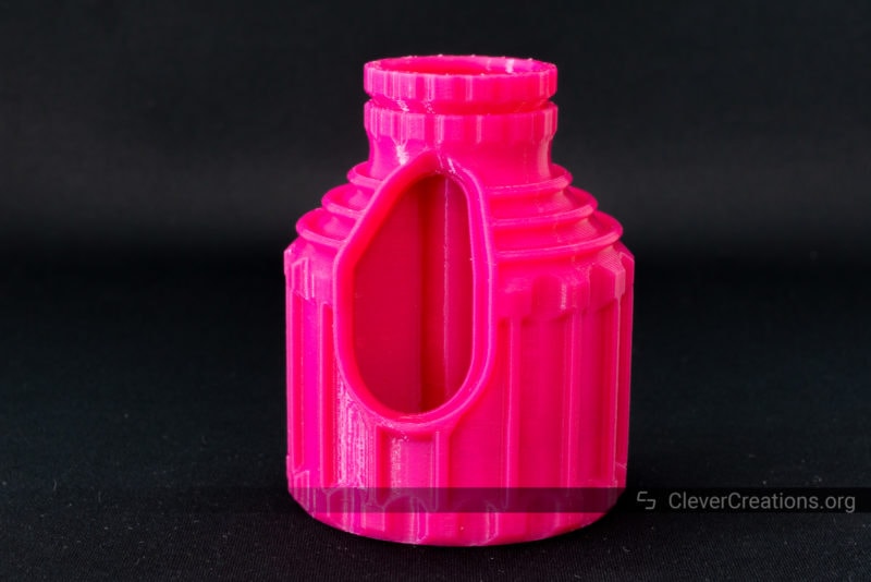 A pink 3D printed container