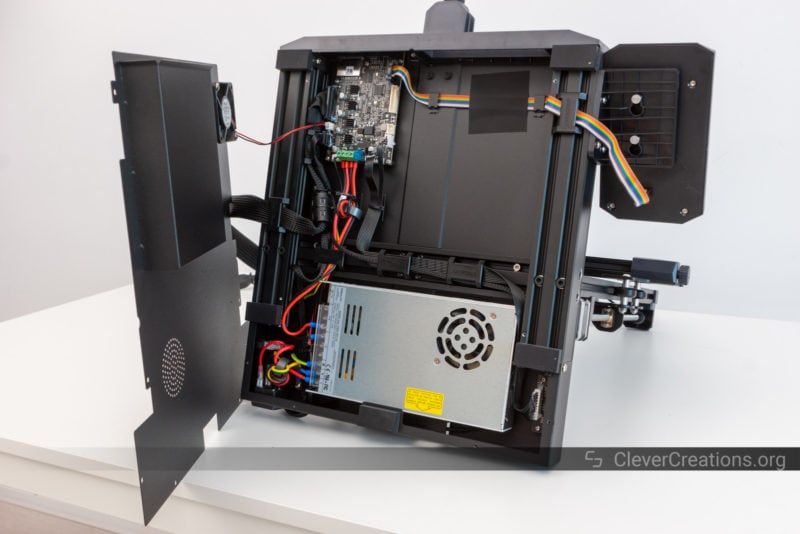 A demonstration of the ease of access of the Ender 3 S1 electronics compartment
