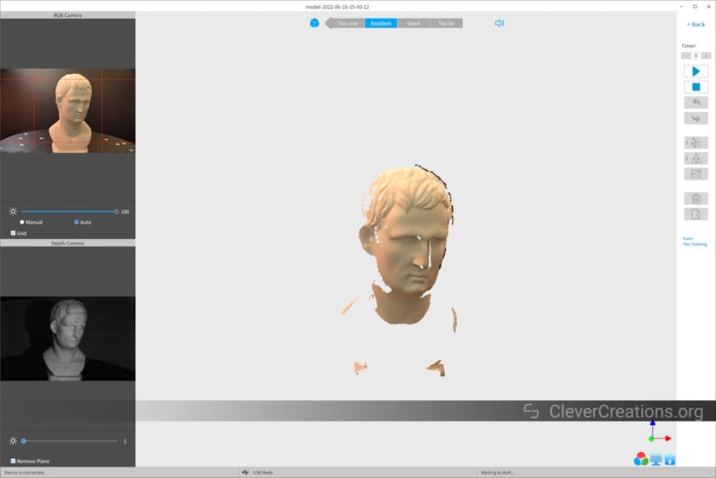 A screenshot of an object being scanned in Revo Scan