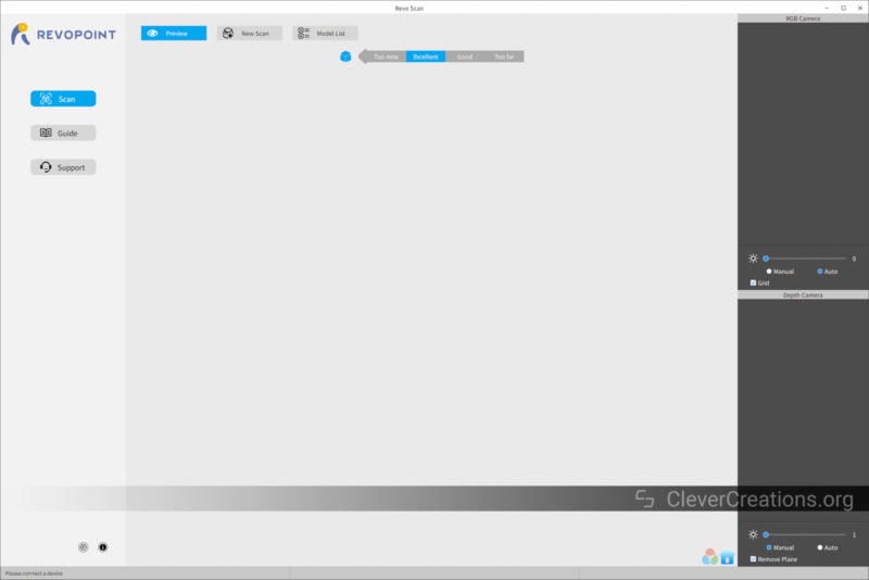 A screenshot of the Revo Scan software interface