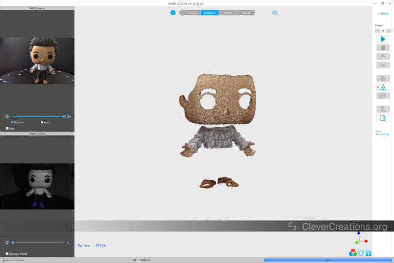 An incomplete 3D scan of a Funko Pop Jerry with puffy shirt figurine