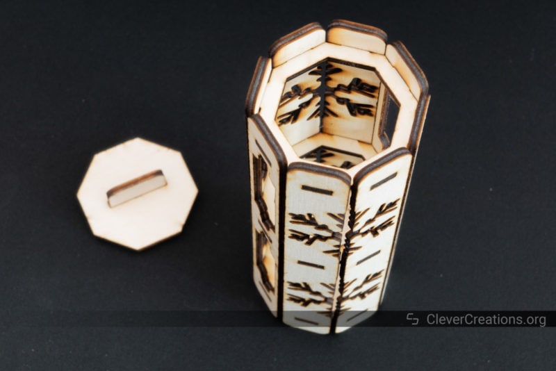 Top view of a laser cut gift box for small bottles