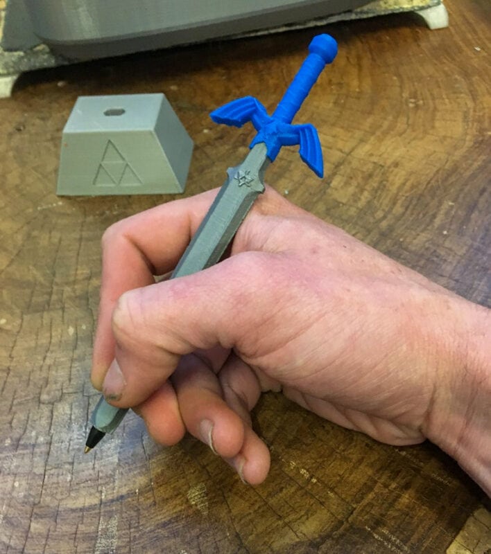 A decorative Zelda pen that was made with a 3D printer
