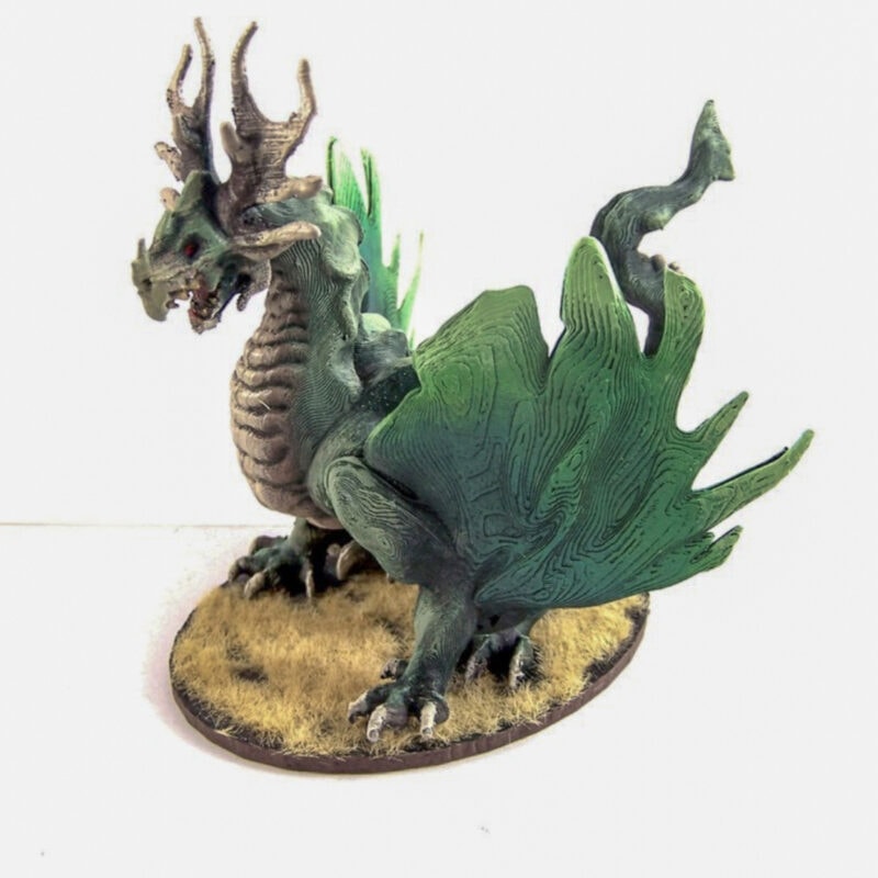 A 3D printed and painted dragon model
