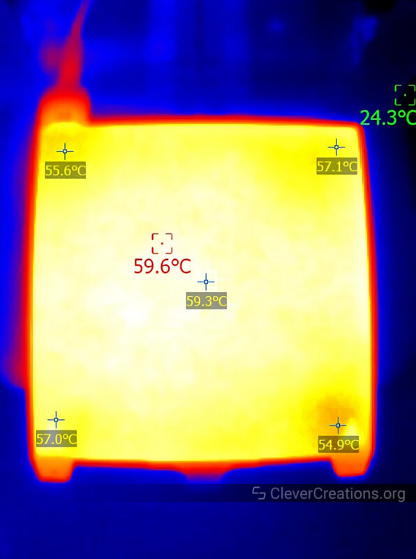 A thermal image of the print surface of the Creality Ender 3 S1 Pro.