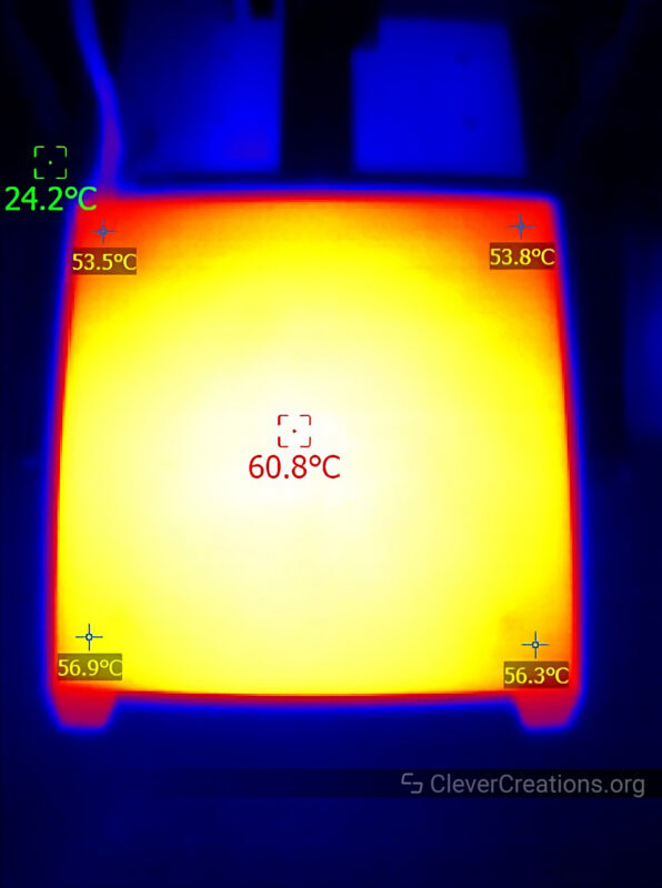 A thermal image of the Creality Ender 3 V2 Neo print surface