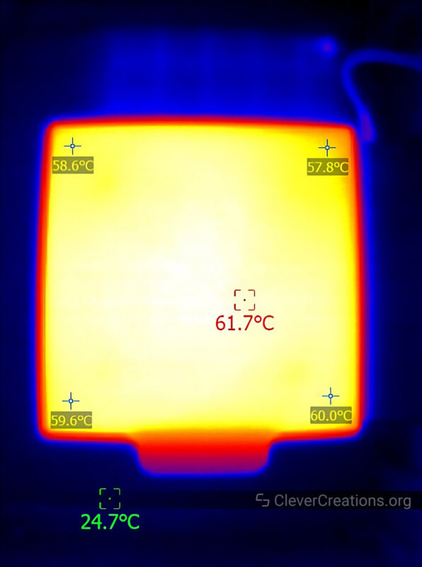 A thermal image of the Creality Sermoon V1 Pro 3D printer