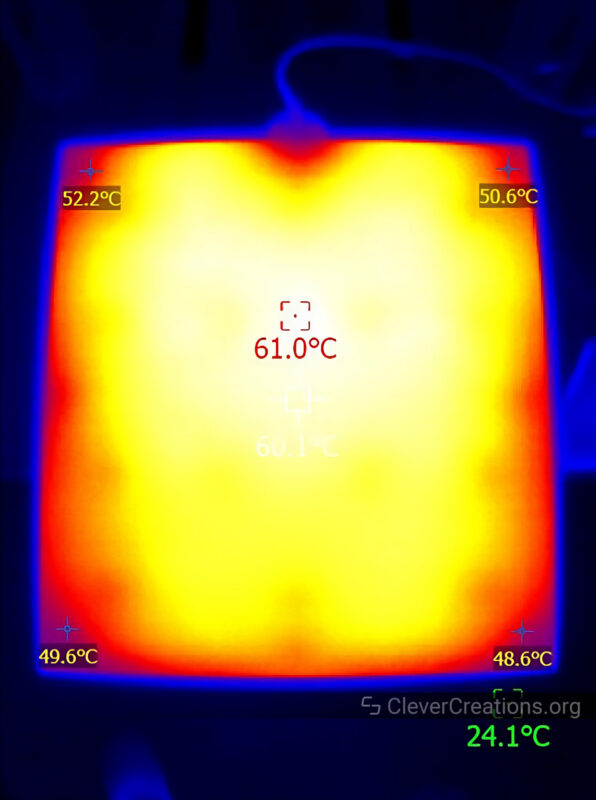 A thermal image of the Snapmaker 2.0 heated bed