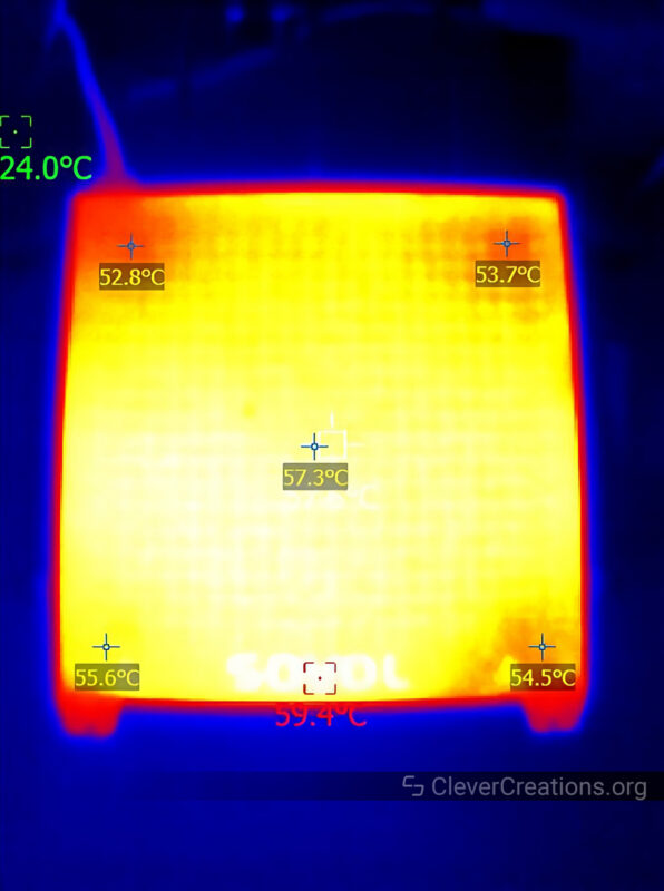 A thermal image of the print surface of the Sovol SV06