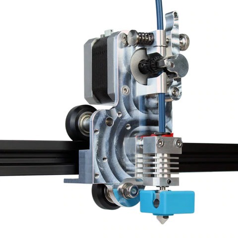 A MicroSwiss direct extruder installed on an X-axis carriage