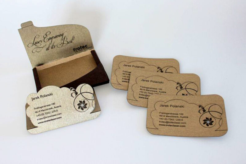 Carton business cards as a laser engraving idea