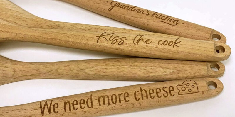 Wooden kitchen spoons with custom engravings