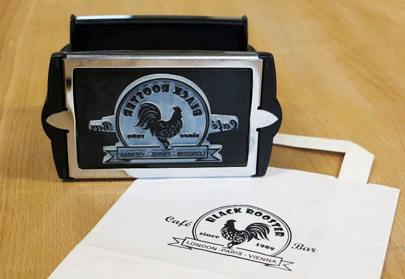 A custom-made stamp for cafe/bar Black Rooster