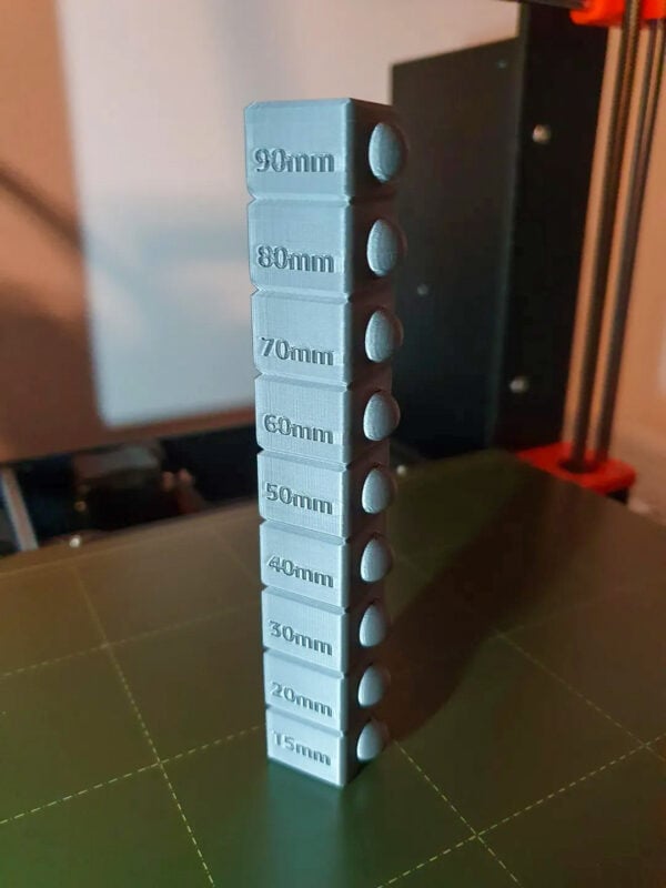 The results of a 3D print speed test