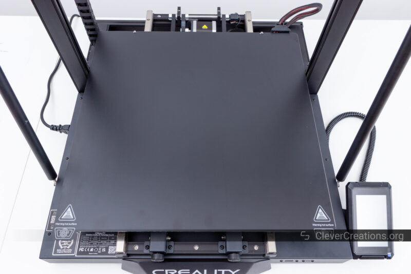 A print bed of the CR-M4 3D printer