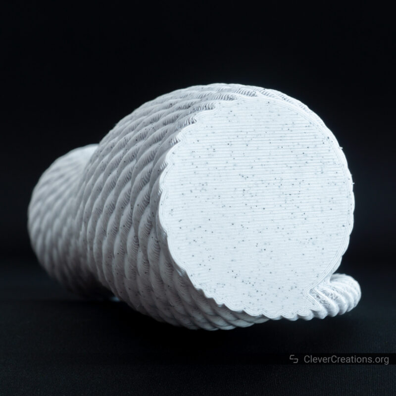 A 3D printed marble PLA textured rope vase
