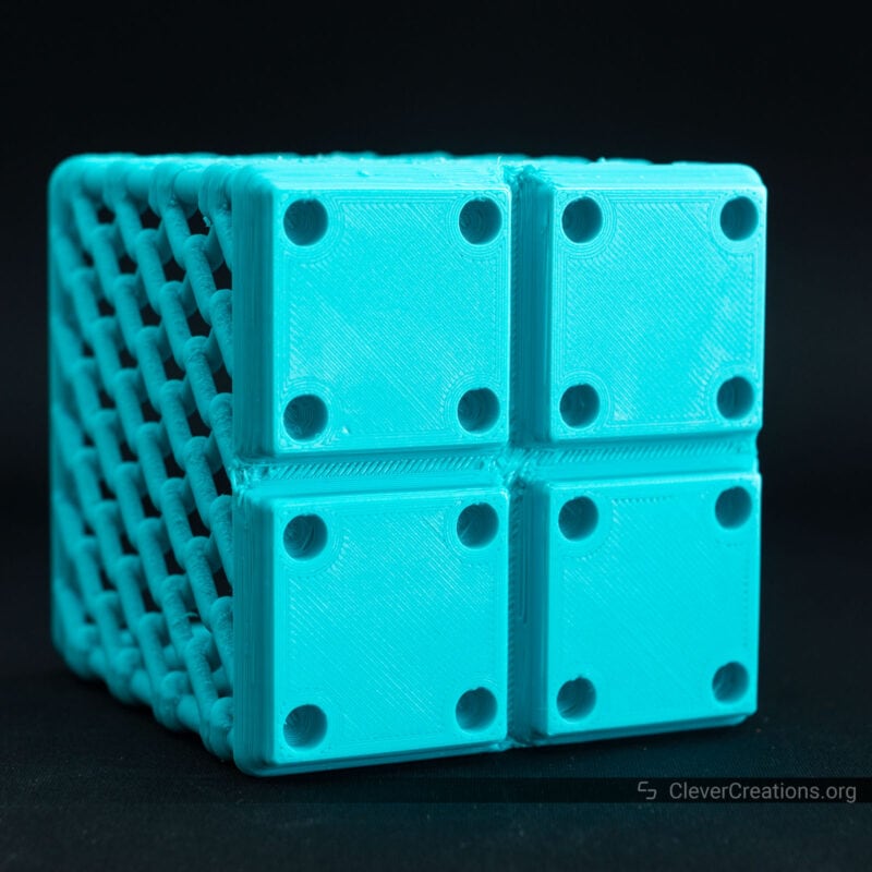 A blue PETG gridfinity container