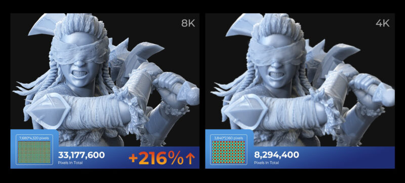 A comparison of an 8k vs a 4k resin 3D print