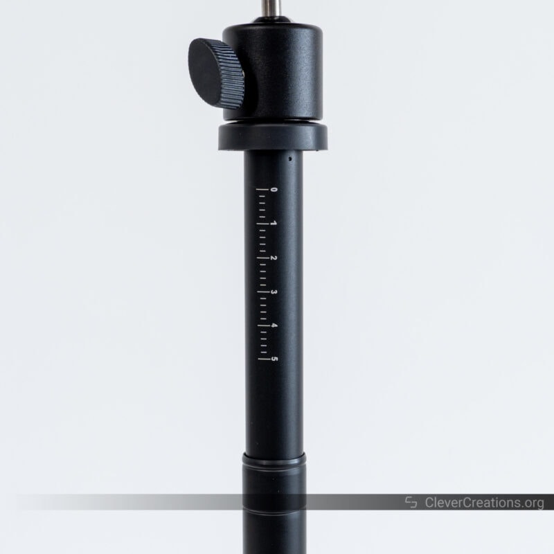 A tripod with extended neck