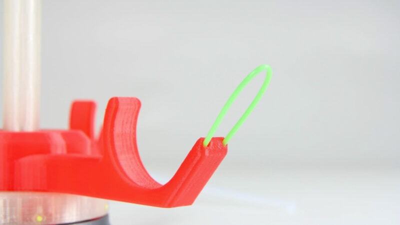 An example of non-brittle PLA filament bent at a tight radius