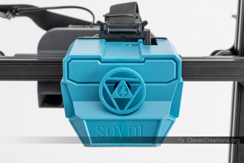 The Sovol SV07 extruder with front-facing knob.