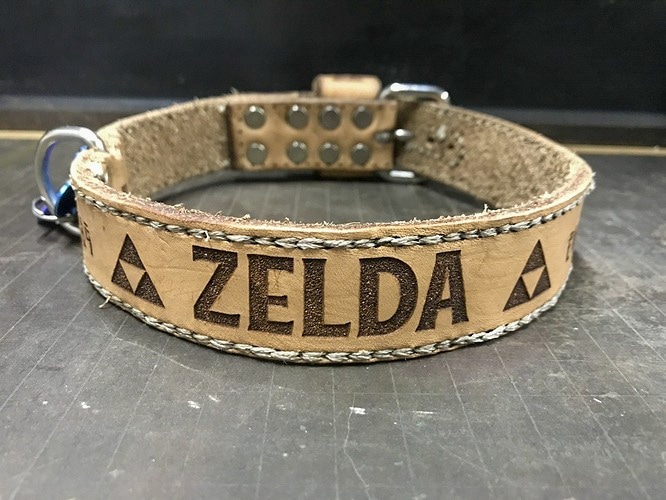 A custom 'Zelda' leather dog collar project