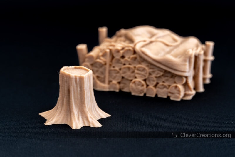 A print of a tree stump in wood filament