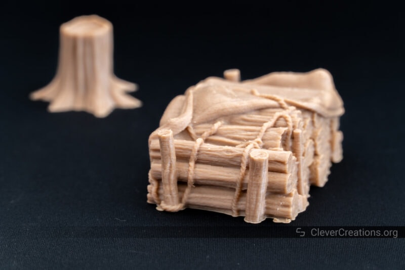 A print of a stack of wood in wood filament
