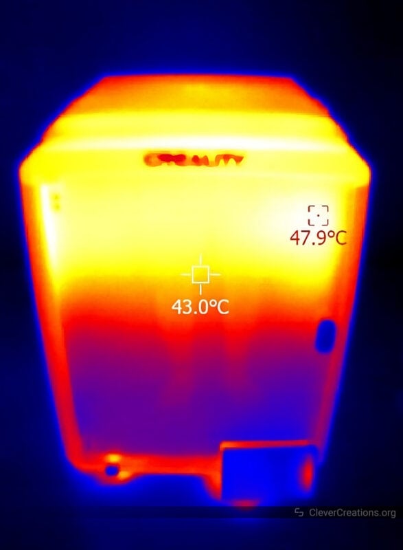 A thermal image of the heated chamber performance of the K1 printer