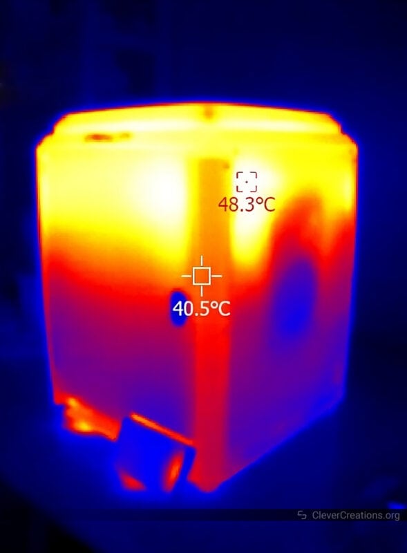 A thermal image of the heated chamber performance of the K1 printer