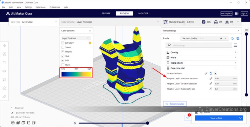 An overview of the Cura Adaptive Layers settings