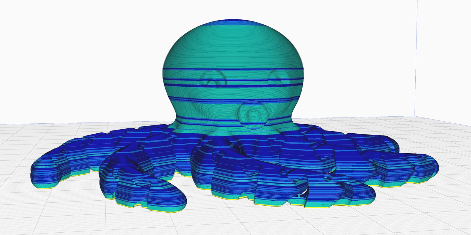 A visual representation of Cura's Adaptive Layers function that shows a variable layer height on a sliced 3D model.
